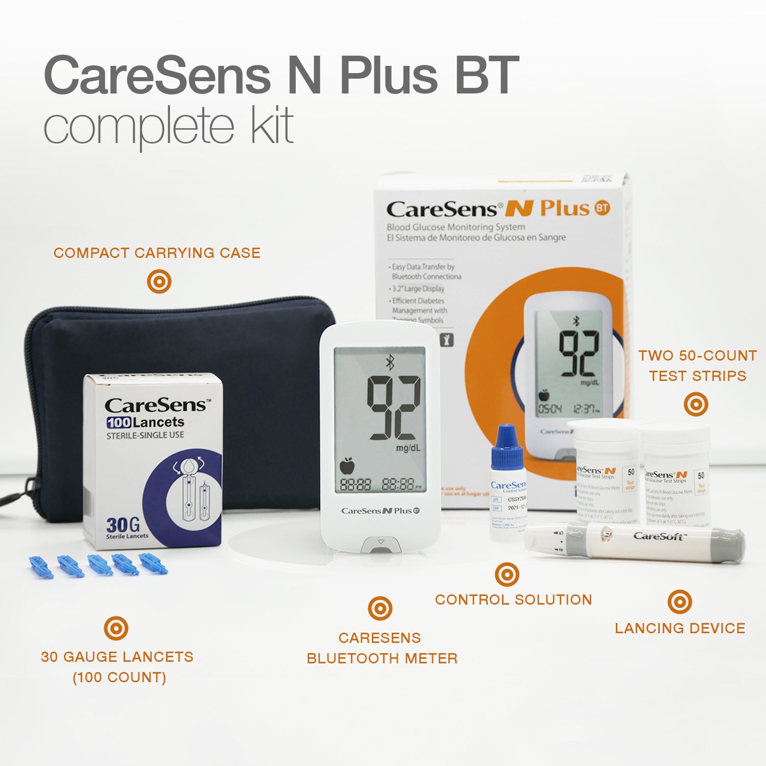 Caresense Machine CareSens N Plus Bluetooth Blood Glucose Monitor Starter Kit | i-SENS USA